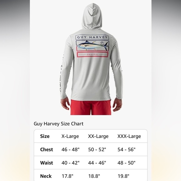 Guy Harvey Men's Performance Hoodie gray XXL - Picture 7 of 10